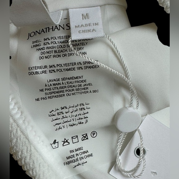 JONATHAN SIMKHAI Sz M Bikini off white ribbed one shoulder swimsuit New NWT - Picture 5 of 5
